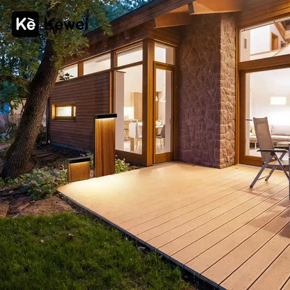 Modern LED wood-grain lawn light for garden pathway, brown outdoor lamp by Decorbites on Tampa Home & Garden Store