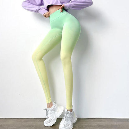 Stevvex Modern Lift Skinny Leggings, high-waist mint lime gradient for workouts on Tampa Home & Garden Store