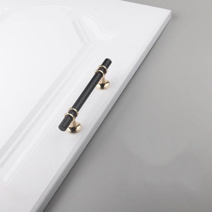 Cabinet pull handle brushed nickel zinc alloy with black center and gold-tone ends on Tampa Home & Garden Store
