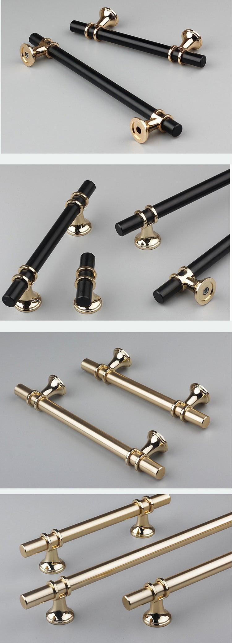 Stevvex modern zinc alloy cabinet pulls in black with gold-tone ends, 4-pack drawer handles on Tampa Home & Garden Store