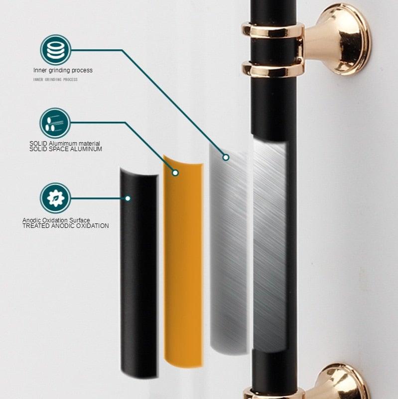Stevvex cabinet pull four finishes black brass brushed nickel stainless steel hardware on Tampa Home & Garden Store