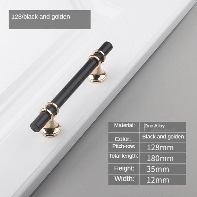 Stevvex cabinet pull, modern zinc alloy door handle in black and gold, 180mm long on Tampa Home & Garden Store