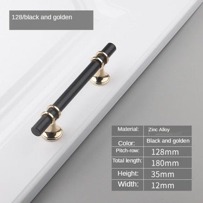 Stevvex cabinet pull, modern zinc alloy door handle in black and gold, 180mm long on Tampa Home & Garden Store
