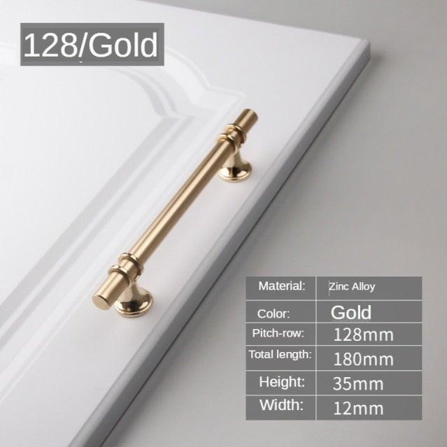 Cabinet pull handle Stevvex gold zinc alloy, 128mm pitch, 180mm length, 12mm width on Tampa Home & Garden Store