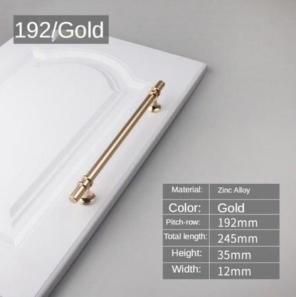 Stevvex gold zinc alloy cabinet door handle, 192mm pitch, 245mm total length, brushed finish on Tampa Home & Garden Store