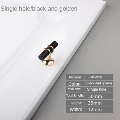 Cabinet handle and drawer pull black and golden zinc alloy, 50mm length, 35mm height, 12mm width on Tampa Home & Garden Store