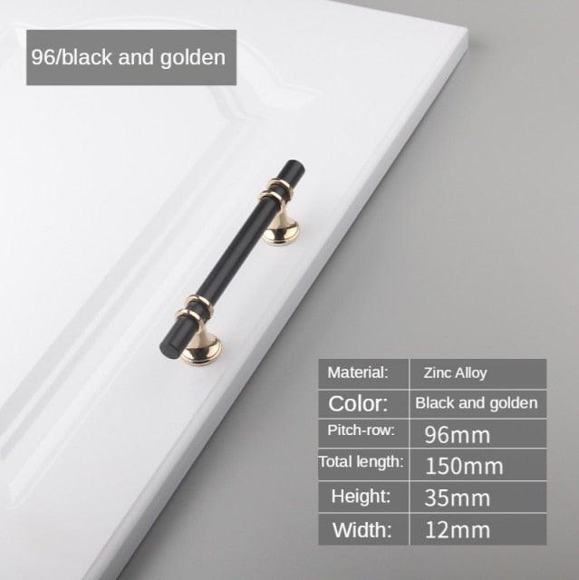 Stevvex cabinet pull handle black and gold zinc alloy 96mm pitch on Tampa Home & Garden Store