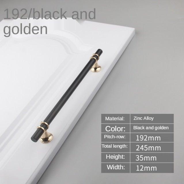 Cabinet handle Stevvex ST50DE5389IOP, black and gold zinc alloy pull, 245mm length on Tampa Home & Garden Store