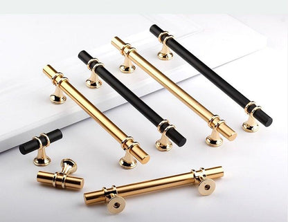 Stevvex cabinet pulls in gold and black zinc alloy, modern bar handles for cabinets on Tampa Home & Garden Store