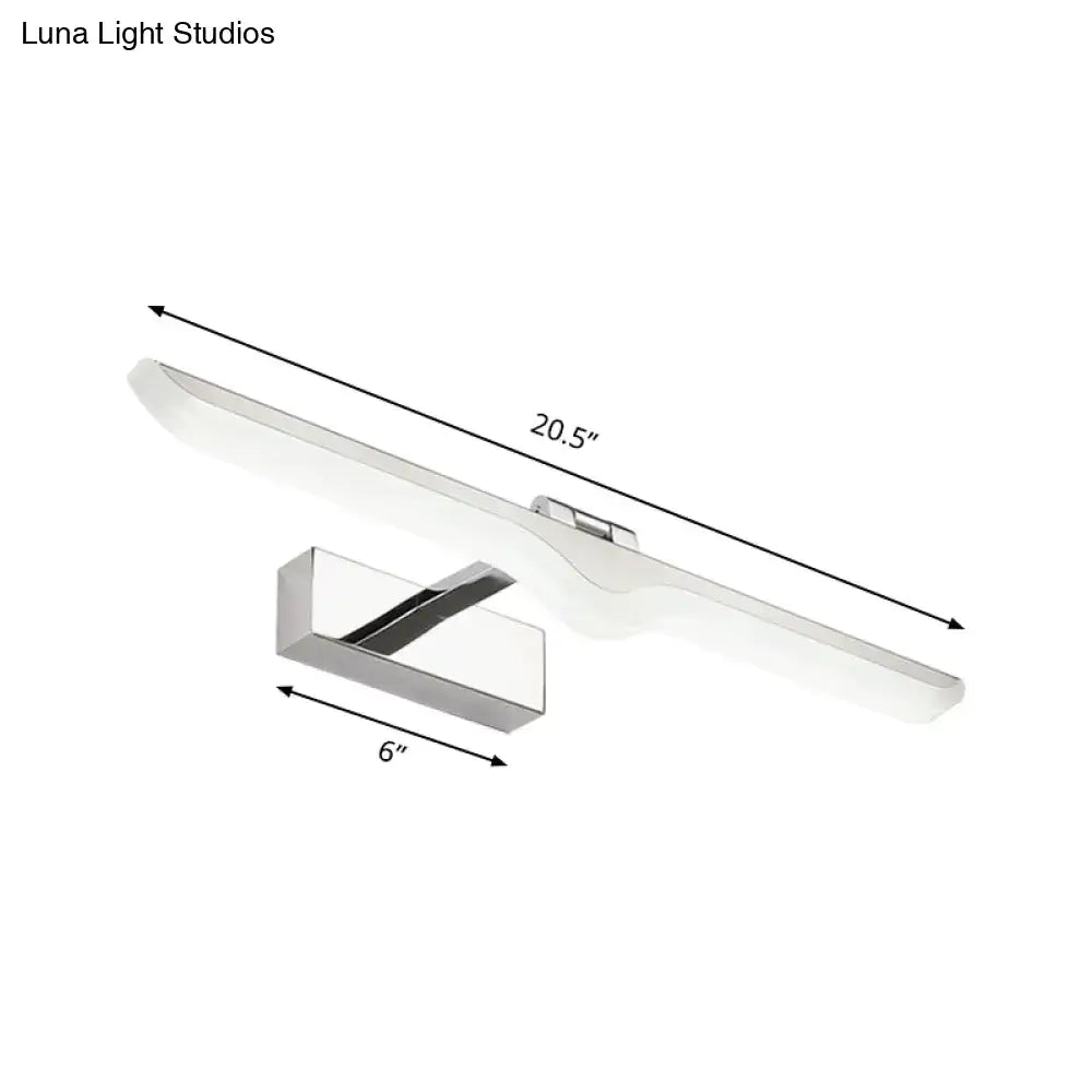 Decorbites modern linear acrylic nickel finish wall sconce bathroom light, 20.5 in long with 6 in wall mount on Tampa Home & Garden Store