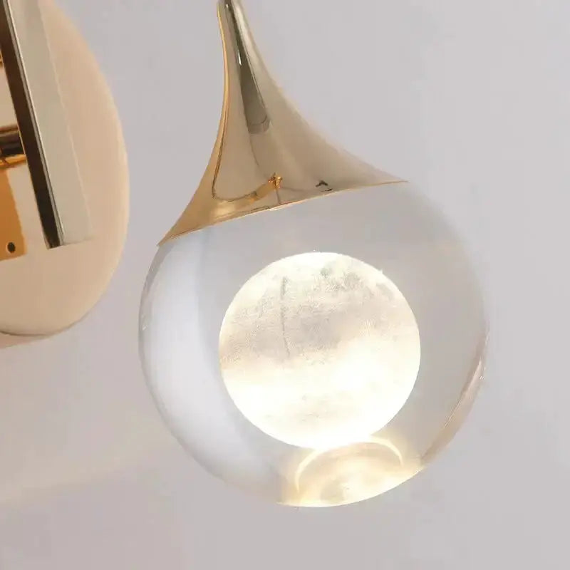 Gold Curved Crystal LED Wall Sconce for Bedroom