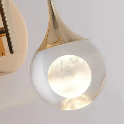 Gold Curved Crystal LED Wall Sconce for Bedroom
