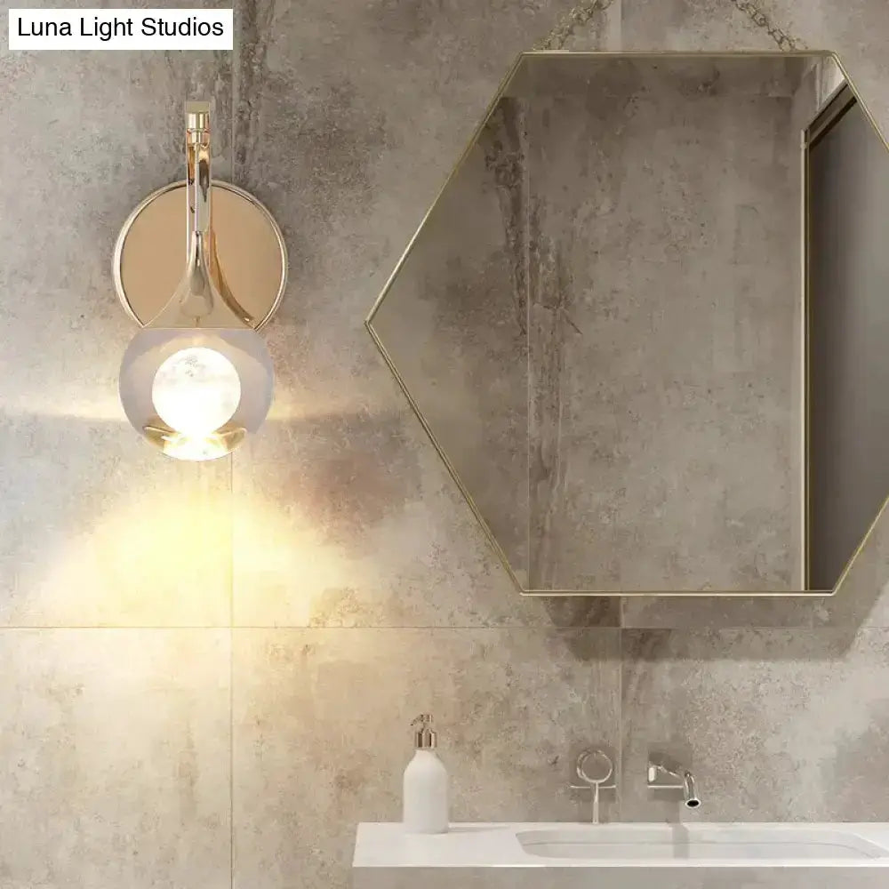 Gold Curved Crystal LED Wall Sconce for Bedroom