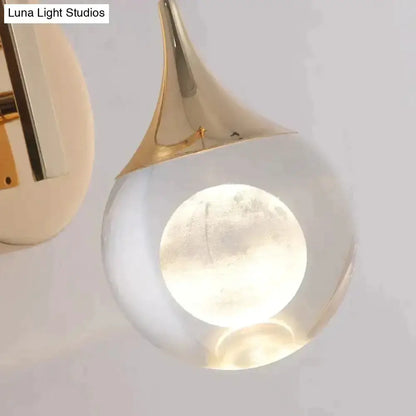 Gold Curved Crystal LED Wall Sconce for Bedroom