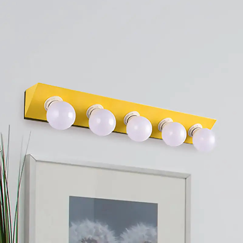 Vanity sconce yellow backplate Decorbites bare bulb design with five bulbs on Tampa Home & Garden Store