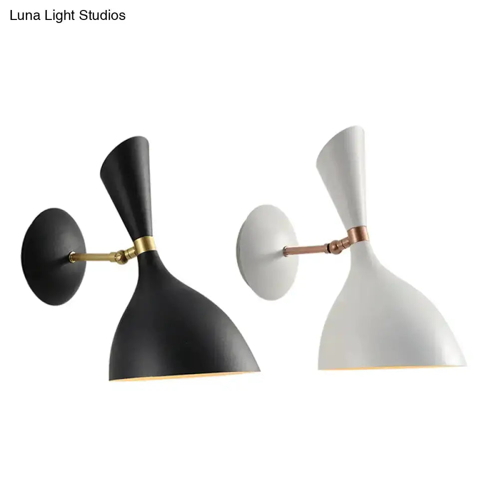 Modern Matte Black and Brass Adjustable Wall Lamp