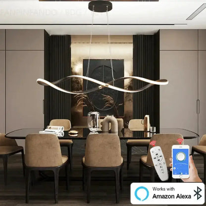 Modern matte black LED chandelier pendant light for kitchen island, smart lighting on Tampa Home & Garden Store