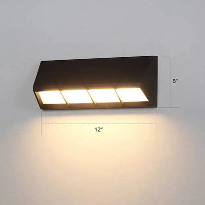 Modern matte black LED outdoor wall sconce by Decorbites, 12in wide, 5in tall, 110–120V on Tampa Home & Garden Store