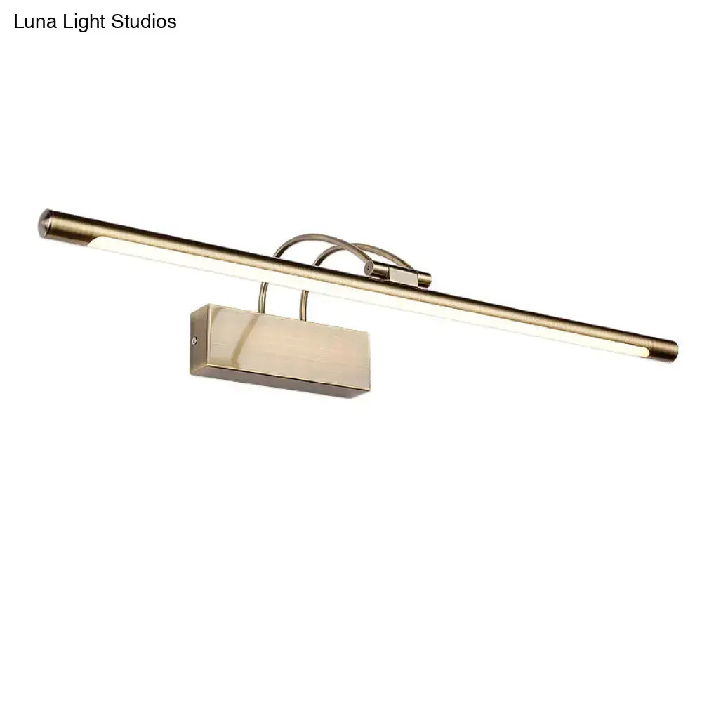 Brass-tone LED bathroom vanity sconce with tubular bar and wall mount Decorbites on Tampa Home & Garden Store
