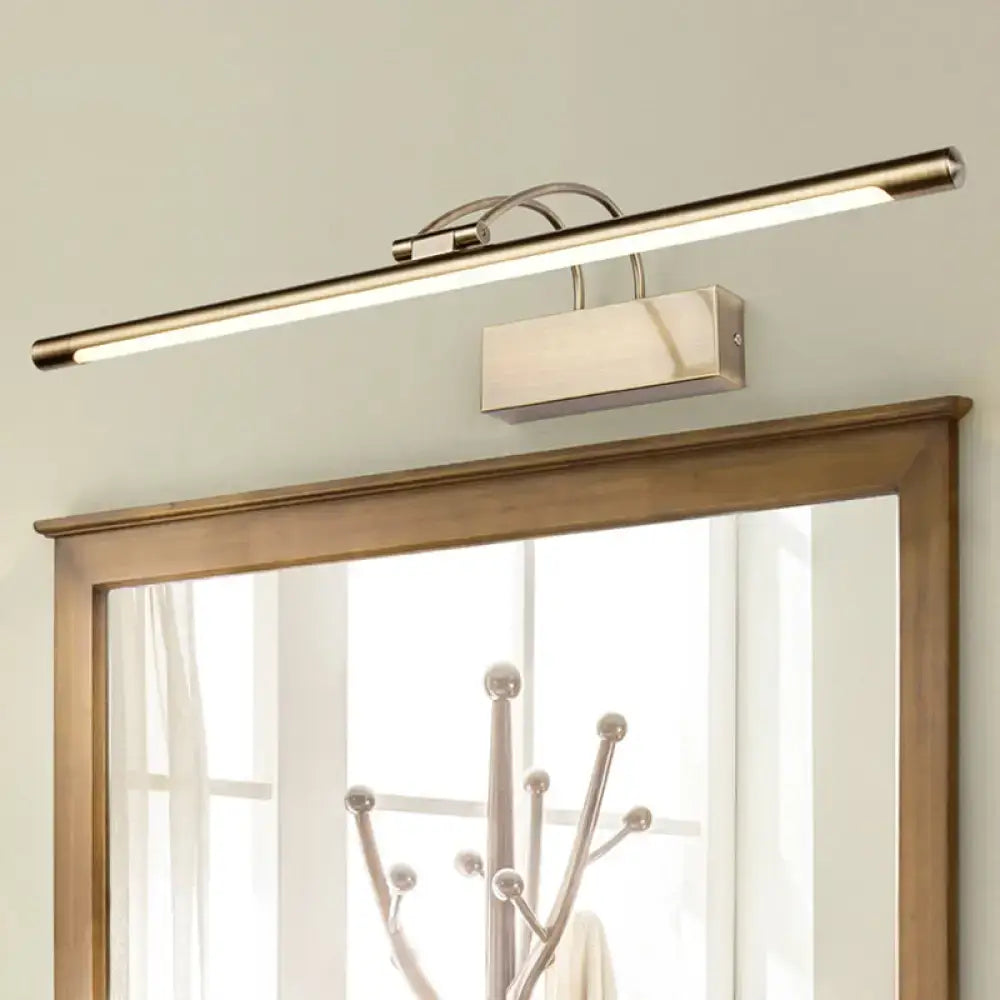 Modern matte black LED bathroom vanity wall light by Decorbites, bar above wood-framed mirror on Tampa Home & Garden Store