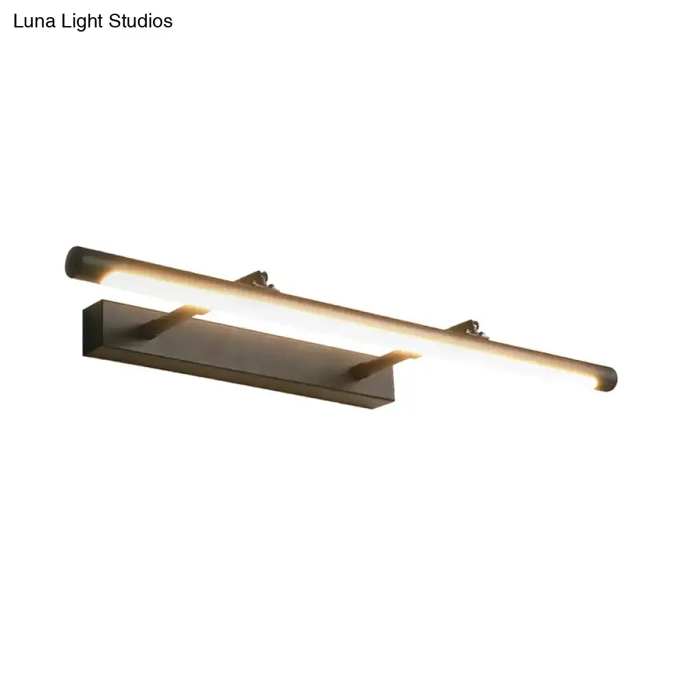 Black minimalist vanity light with a frosted LED tube on a rectangular wall mount Decorbites on Tampa Home & Garden Store