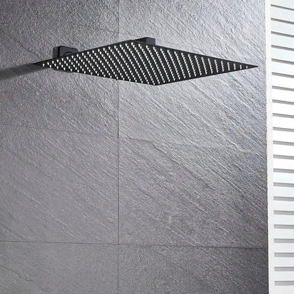Modern Black Luxury Rain Shower Head and Wall Arm