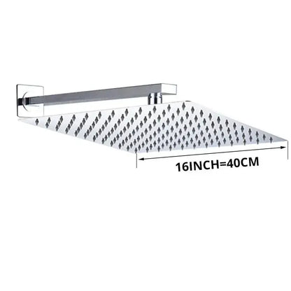 Modern Black Luxury Rain Shower Head and Wall Arm