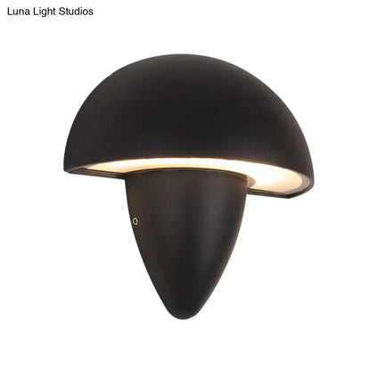 Black Mushroom Wall Sconce by Decorbites, black metal dome with warm light on Tampa Home & Garden Store