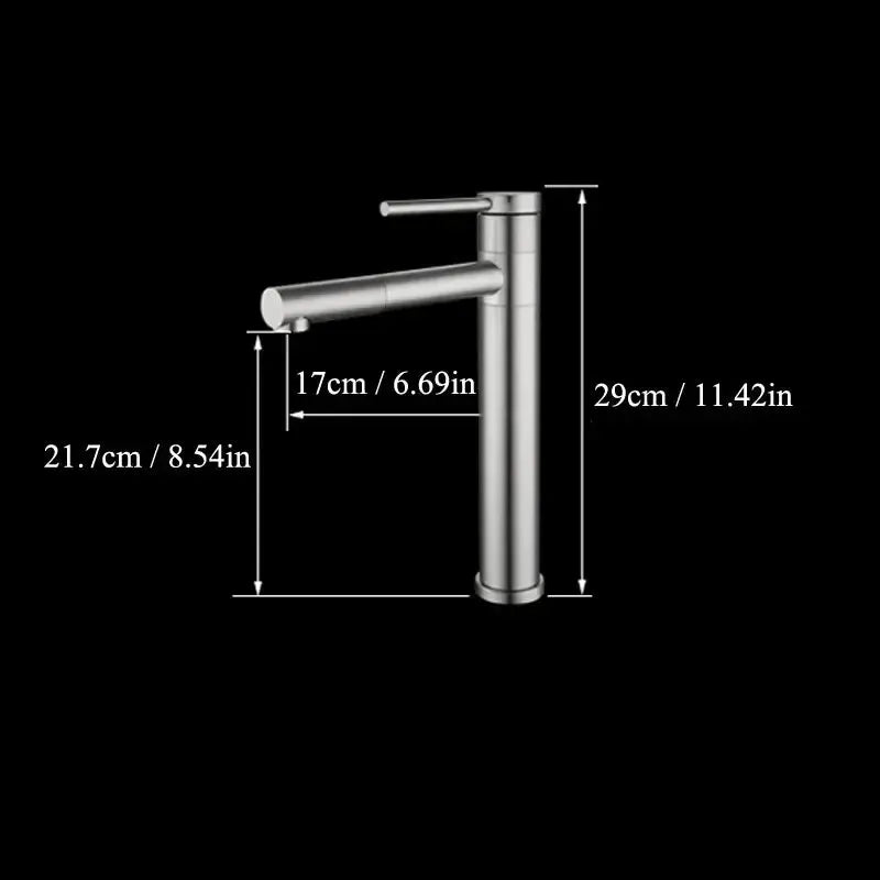 Rotating basin faucet with single lever, modern stainless steel 29 cm tall on Tampa Home & Garden Store