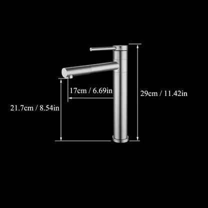 Rotating basin faucet with single lever, modern stainless steel 29 cm tall on Tampa Home & Garden Store
