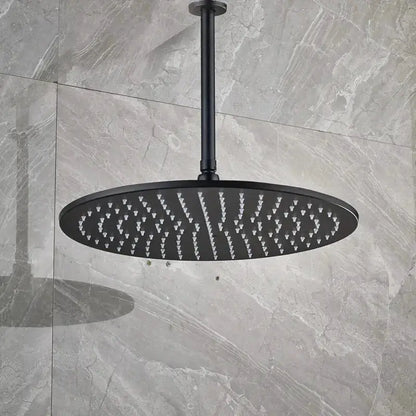 Matte Black Round Brass Rain Shower Head Fixture
