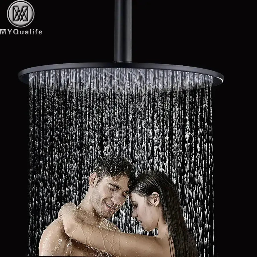 Matte Black Round Brass Rain Shower Head Fixture
