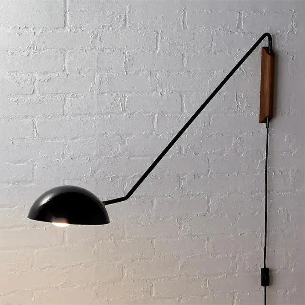 Decorbites swing-arm bedside wall lamp matte black with wood accent on Tampa Home & Garden Store