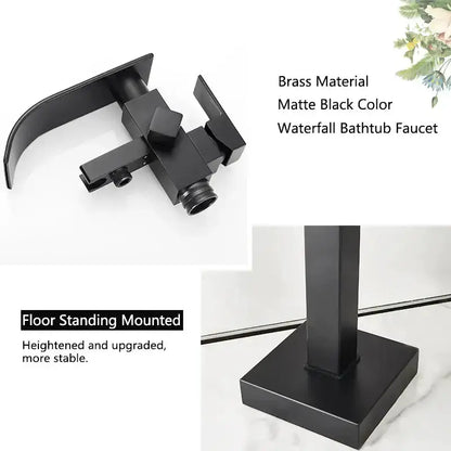 Matte Black Waterfall Bathtub Faucet With Shower