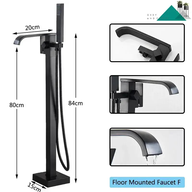 Matte Black Waterfall Bathtub Faucet With Shower