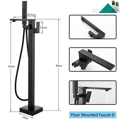 Matte Black Waterfall Bathtub Faucet With Shower