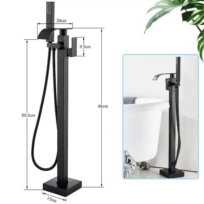 Matte Black Waterfall Bathtub Faucet With Shower