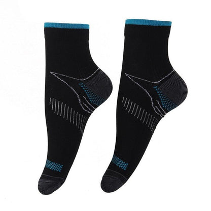 Stevvex plantar fascia compression athletic socks pair, black with blue cuffs Tampa Store on Tampa Home & Garden Store