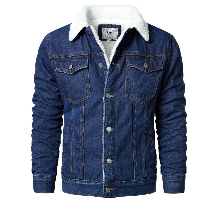 Stevvex men's light blue denim trucker jacket with sherpa lining and metal buttons on Tampa Home & Garden Store