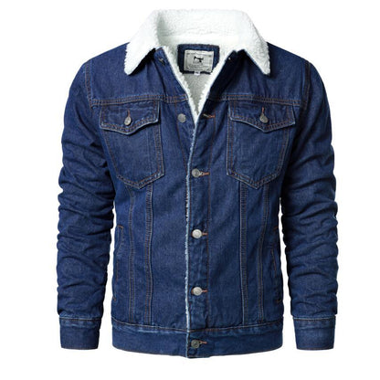 Stevvex men's light blue denim trucker jacket with sherpa lining and metal buttons on Tampa Home & Garden Store