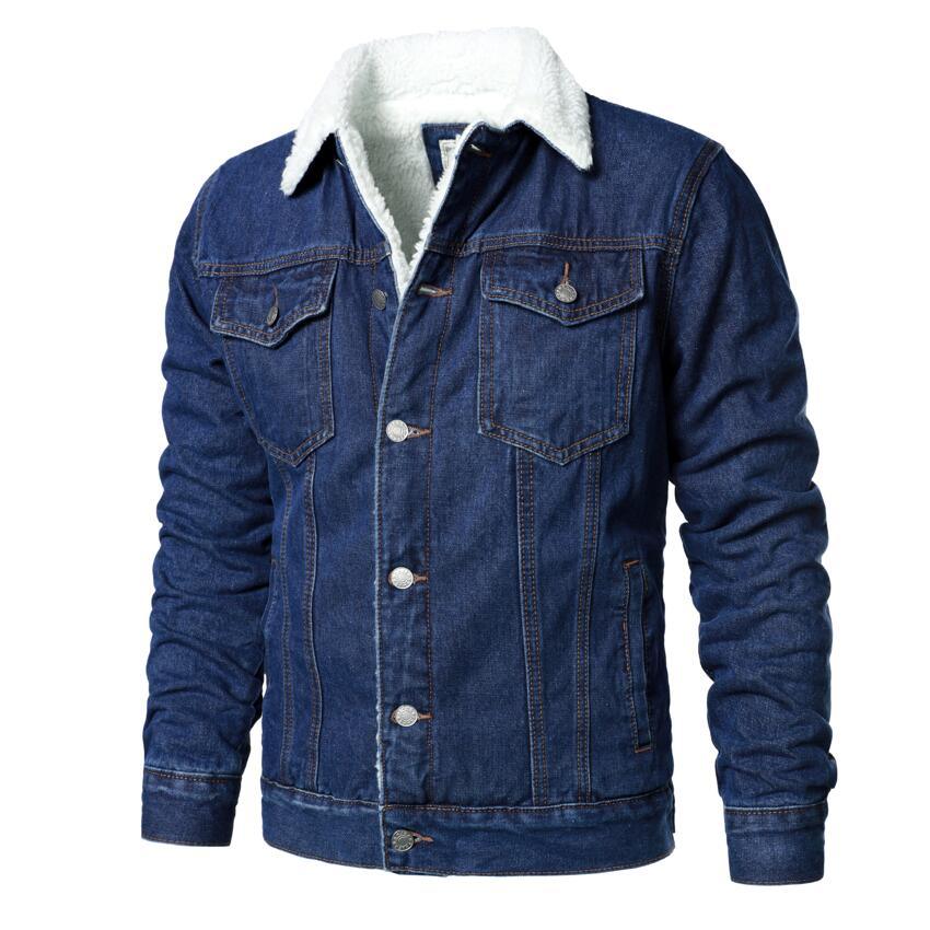 Stevvex denim trucker jacket with sherpa lining warm light blue coat on Tampa Home & Garden Store
