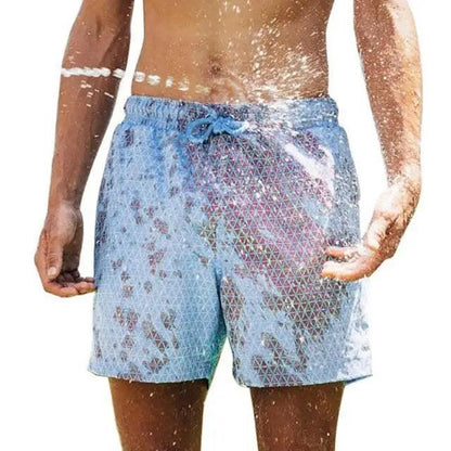 Stevvex men's boardshorts blue geometric pattern quick-dry swim trunks with drawstring on Tampa Home & Garden Store