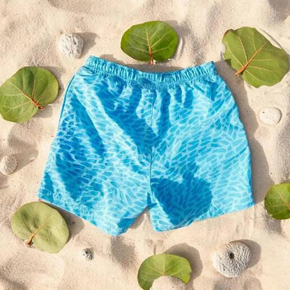 Stevvex men's blue water-pattern boardshorts with elastic waistband, quick-dry on Tampa Home & Garden Store