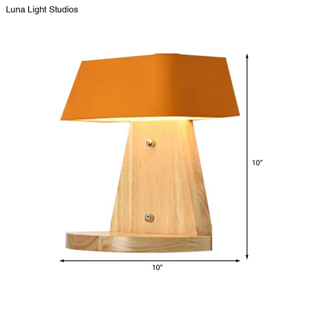 White Metal Wood Backplate Sconce with wooden base and orange shade, Decorbites on Tampa Home & Garden Store