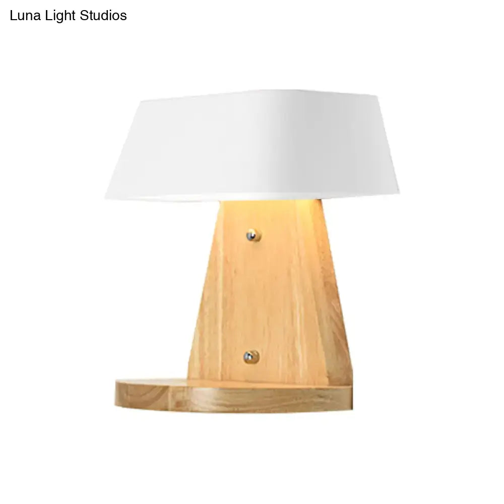 White Metal Wood Backplate Sconce by Decorbites with white shade and wooden base on Tampa Home & Garden Store