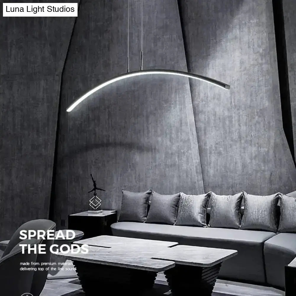 Pendant light Decorbites, modern metallic arc-shaped LED fixture on Tampa Home & Garden Store