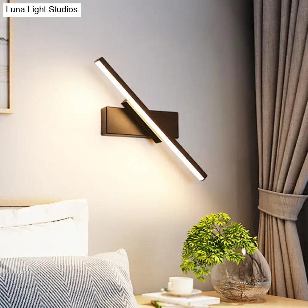 Vanity sconce with black matte frame and diagonal white LED bar by Decorbites on Tampa Home & Garden Store