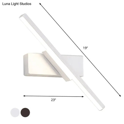 Black White Vanity Sconce by Decorbites with two diagonal slim LED bars on square backplate on Tampa Home & Garden Store