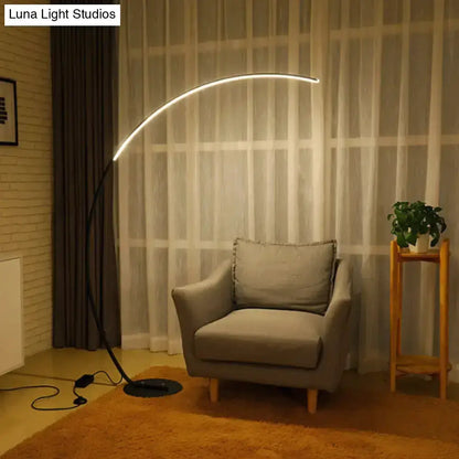 Modern Metallic Led Floor Lamp Black Beige Bow