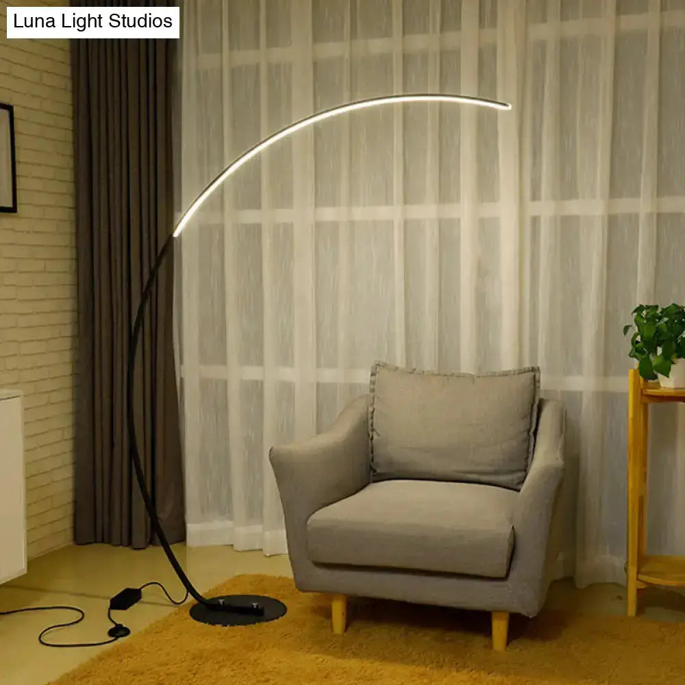 Modern Metallic Led Floor Lamp Black Beige Bow